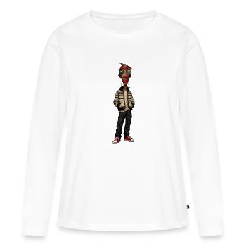 Portrait masqué dans le style urbain - T-shirt manches longues Premium bio Femme - blanc - Devant - Julia (174cm)