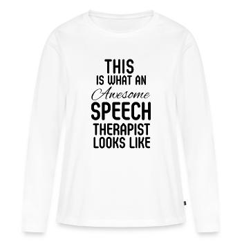 orthophoniste, orthophoniste, assistant en thérapie orthophoniste - T-shirt manches longues Premium bio Femme - blanc - Devant - Julia (174cm)