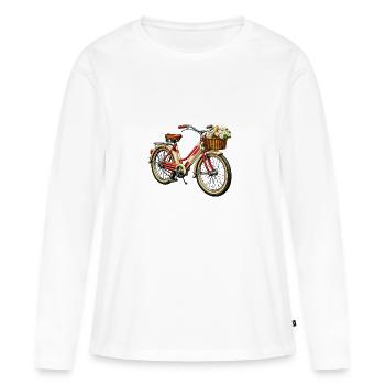 Vintage Fahrrad mit Blumenkorb - Frauen Premium Bio Langarmshirt - Weiß - Vorne - Julia (174cm)