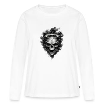 Schädel mit dunklem Rauch gotische Horror-Grafik - Frauen Premium Bio Langarmshirt - Weiß - Vorne - Julia (174cm)