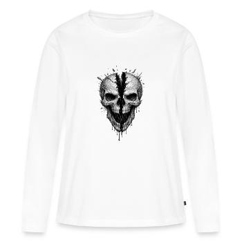 Split Skull Gothic Horror-Grafik - Frauen Premium Bio Langarmshirt - Weiß - Vorne - Julia (174cm)