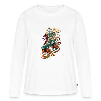 Art des patins à roulettes floraux - T-shirt manches longues Premium bio Femme - blanc - Devant - Julia (174cm)