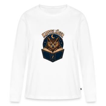Kapiteljäger Nachtbuch-Eule - Frauen Premium Bio Langarmshirt - Weiß - Vorne - Julia (174cm)