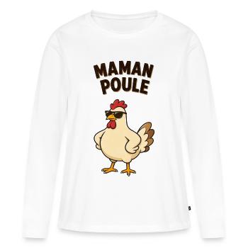 Maman poule  - T-shirt manches longues Premium bio Femme - blanc - Devant - Julia (174cm)