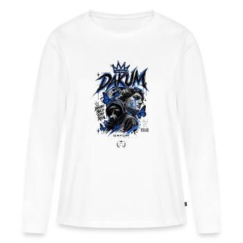DAKUM Mystère d’Art de rue Bleu - T-shirt manches longues Premium bio Femme - blanc - Devant - Julia (174cm)