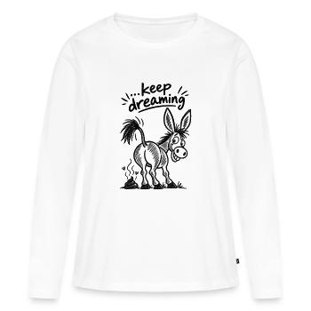 Âne de dessins animés en noir et blanc avec un grand sourire - T-shirt manches longues Premium bio Femme - blanc - Devant - Julia (174cm)