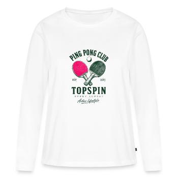 Ping Pong Club Topspin Vintage - T-shirt manches longues Premium bio Femme - blanc - Devant - Julia (174cm)