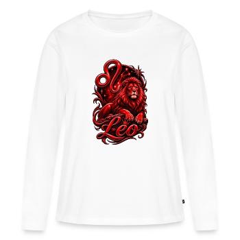 Couronne du zodiaque Lion Rouge Lion - T-shirt manches longues Premium bio Femme - blanc - Devant - Julia (174cm)