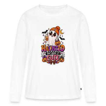  Haunted But Make It Cute Halloween - T-shirt manches longues Premium bio Femme - blanc - Devant - Julia (174cm)