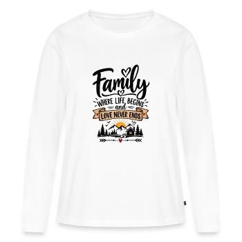 Family Where Life Begins - T-shirt manches longues Premium bio Femme - blanc - Devant - Julia (174cm)