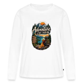 Adventure Is Out There – Hiking & Camping - T-shirt manches longues Premium bio Femme - blanc - Devant - Julia (174cm)