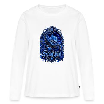 Armique du zodiaque du Scorpion bleu - T-shirt manches longues Premium bio Femme - blanc - Devant - Julia (174cm)
