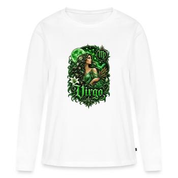 Déesse lunaire verte de la Vierge - T-shirt manches longues Premium bio Femme - blanc - Devant - Julia (174cm)