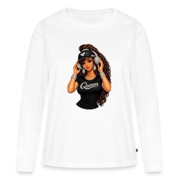Reine Hip-Hop Glam Illustration - T-shirt manches longues Premium bio Femme - blanc - Devant - Julia (174cm)