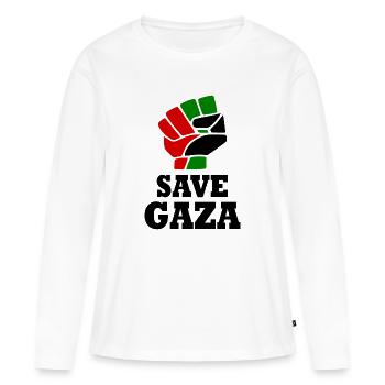 Save gaza - T-shirt manches longues Premium bio Femme - blanc - Devant - Julia (174cm)