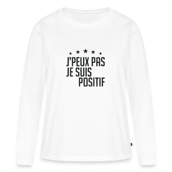 j'peux pas j'ai pas envie - T-shirt manches longues Premium bio Femme - blanc - Devant - Julia (174cm)