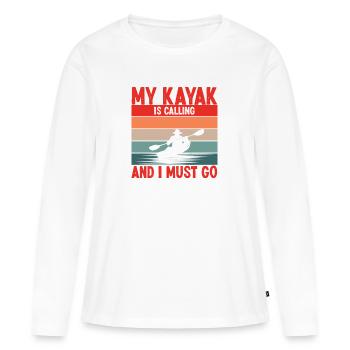 Sports nautiques en kayak - T-shirt manches longues Premium bio Femme - blanc - Devant - Julia (174cm)