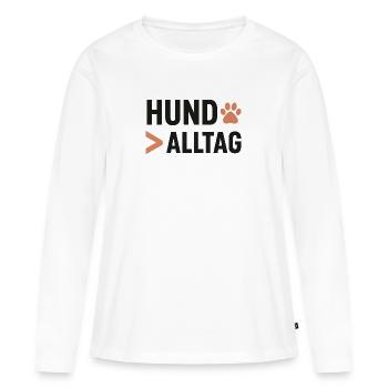 Hund Alltag Pfotenkunst Logo - Frauen Premium Bio Langarmshirt - Weiß - Vorne - Julia (174cm)
