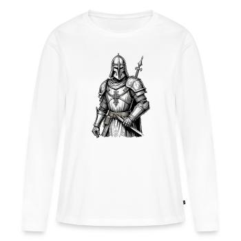 Chevaliers, Templiers, Moyen Âge - T-shirt manches longues Premium bio Femme - blanc - Devant - Julia (174cm)