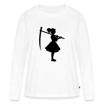 Kate avec Sense - T-shirt manches longues Premium bio Femme - blanc - Devant - Julia (174cm)