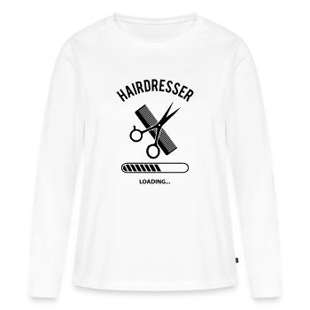 Hairdresser Loading - T-shirt manches longues Premium bio Femme - blanc - Devant - Julia (174cm)