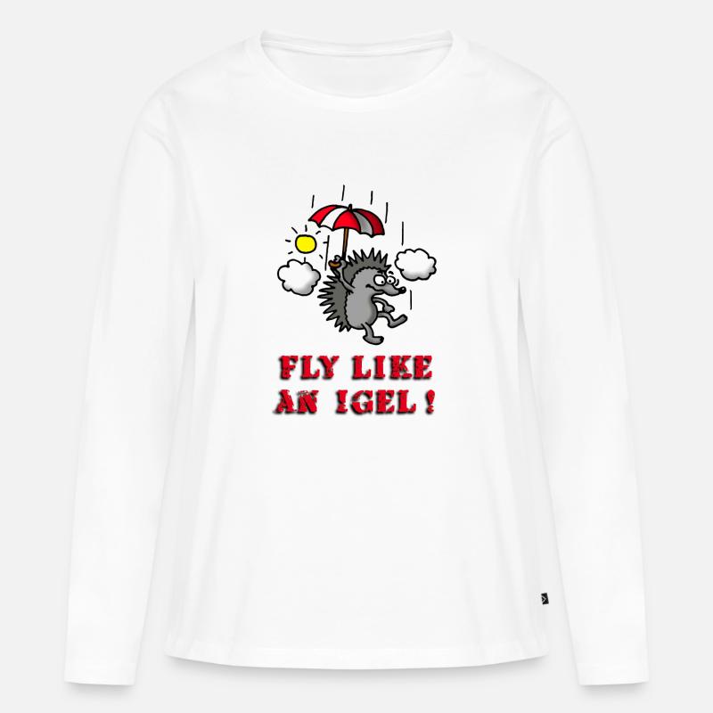 fly_like_an_igel_02_b - Frauen Premium Bio Langarmshirt - Weiß