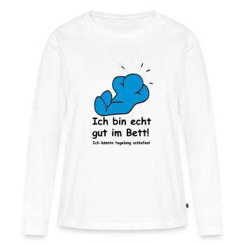 Je suis bon dans le lit! - T-shirt manches longues Premium bio Femme - blanc - Devant - Julia (174cm)
