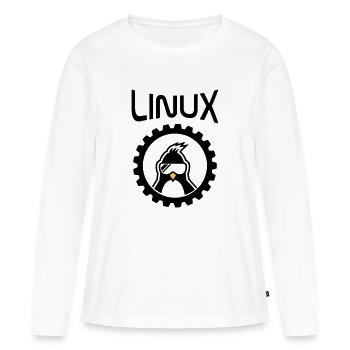 roue linux - T-shirt manches longues Premium bio Femme - blanc - Devant - Julia (174cm)