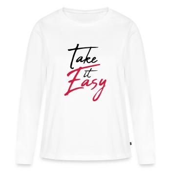 cool cool prenez-le facilement logo design texte chill - T-shirt manches longues Premium bio Femme - blanc - Devant - Julia (174cm)
