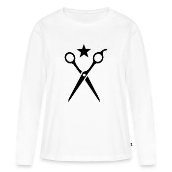 Schere - Frauen Premium Bio Langarmshirt - Weiß - Vorne - Julia (174cm)