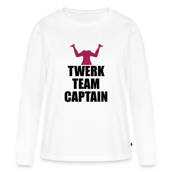 logo de capitaine d'équipe twerk impoli - T-shirt manches longues Premium bio Femme - blanc - Devant - Julia (174cm)