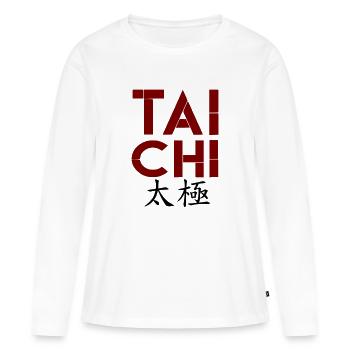 J’adore le Tai Chi, le Tai Chi, le Tai Chi Hoodies, le Tai Chi - T-shirt manches longues Premium bio Femme - blanc - Devant - Julia (174cm)