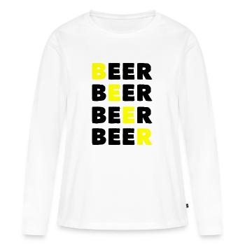 Bier Bier Bier Bier - Frauen Premium Bio Langarmshirt - Weiß - Vorne - Julia (174cm)