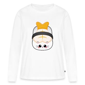 SUSHI CAT Japon Katze Crevettes Kitty Nigiri Cosplay - T-shirt manches longues Premium bio Femme - blanc - Devant - Julia (174cm)