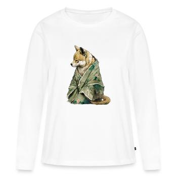 Sad shiba in kimono - Women's Premium Organic Long Sleeve Shirt - white - Front - Julia (174cm)