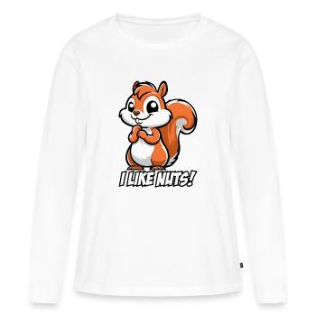 Ich mag Nüsse! - Frauen Premium Bio Langarmshirt - Weiß - Vorne - Julia (174cm)