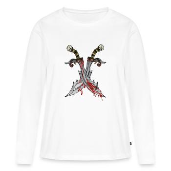 dague couteau poignard sang desisn sang de 4 W - T-shirt manches longues Premium bio Femme - blanc - Devant - Julia (174cm)