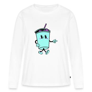 drink cartoon - Frauen Premium Bio Langarmshirt - Weiß - Vorne - Julia (174cm)