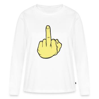 Main du Majeur 02 - T-shirt manches longues Premium bio Femme - blanc - Devant - Julia (174cm)