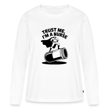 Héros infirmier - T-shirt manches longues Premium bio Femme - blanc - Devant - Julia (174cm)