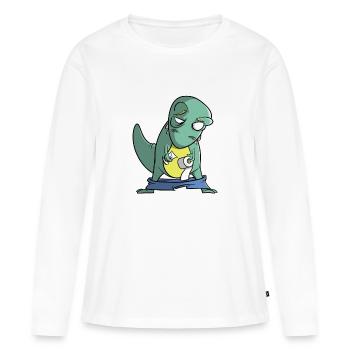 T-Rex mit Toilettenpapier - Problem - Frauen Premium Bio Langarmshirt - Weiß - Vorne - Julia (174cm)