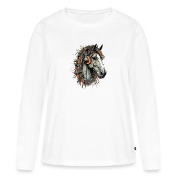 Koni le cheval audiophile - T-shirt manches longues Premium bio Femme - blanc - Devant - Julia (174cm)