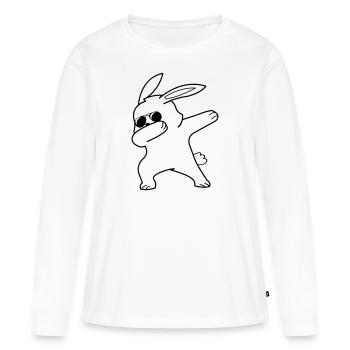 Tamponner le lapin - T-shirt manches longues Premium bio Femme - blanc - Devant - Julia (174cm)