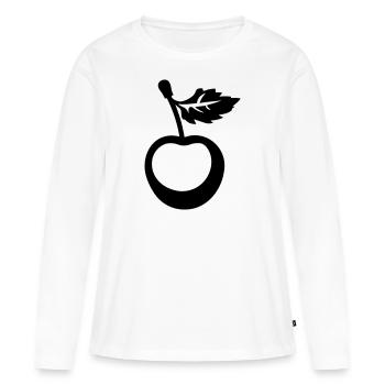Kirsche - Frauen Premium Bio Langarmshirt - Weiß - Vorne - Julia (174cm)