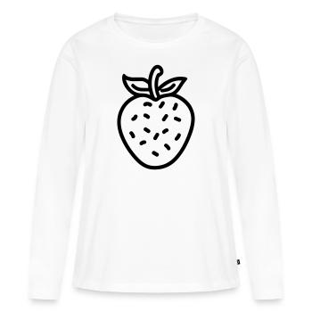Erdbeere - Frauen Premium Bio Langarmshirt - Weiß - Vorne - Julia (174cm)