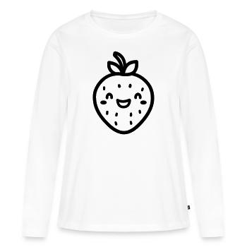 fraise - T-shirt manches longues Premium bio Femme - blanc - Devant - Julia (174cm)