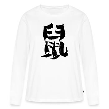 Ratte - Chinesisch / TIERKREISZEICHEN - Tusche - Frauen Premium Bio Langarmshirt - Weiß - Vorne - Julia (174cm)