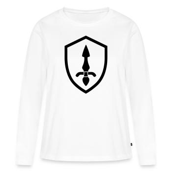 Schild - Frauen Premium Bio Langarmshirt - Weiß - Vorne - Julia (174cm)