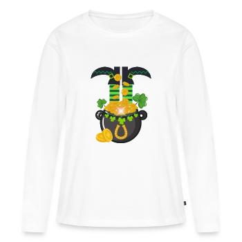 Pot d’or de la Saint-Patrick - T-shirt manches longues Premium bio Femme - blanc - Devant - Julia (174cm)