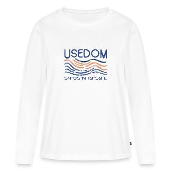 Coordonnées GPS de la mer Baltique Usedom Mer Baltique - T-shirt manches longues Premium bio Femme - blanc - Devant - Julia (174cm)